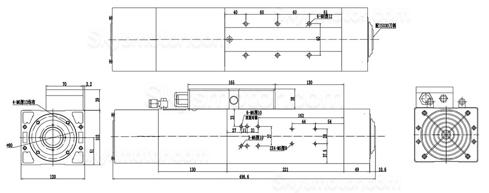 4.5KW 220V/380V 空冷ATC（自動工具交換）スピンドルモーター JGLF51-30-24Z/4.5 3.6Nm 24,000 RPM ISO30